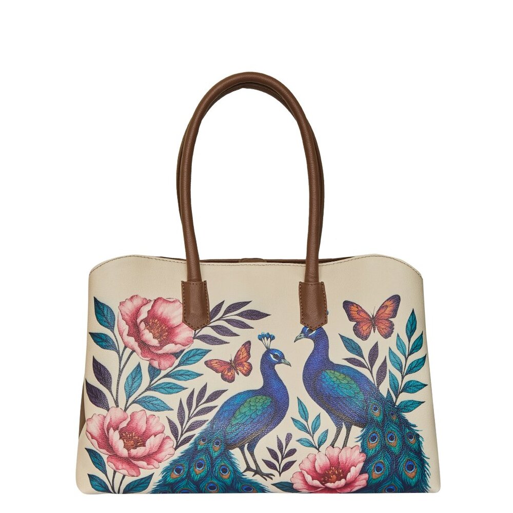 Printed Vegan Leather Top Handle Carryall Tote Bag for Women- Work, Daily Use